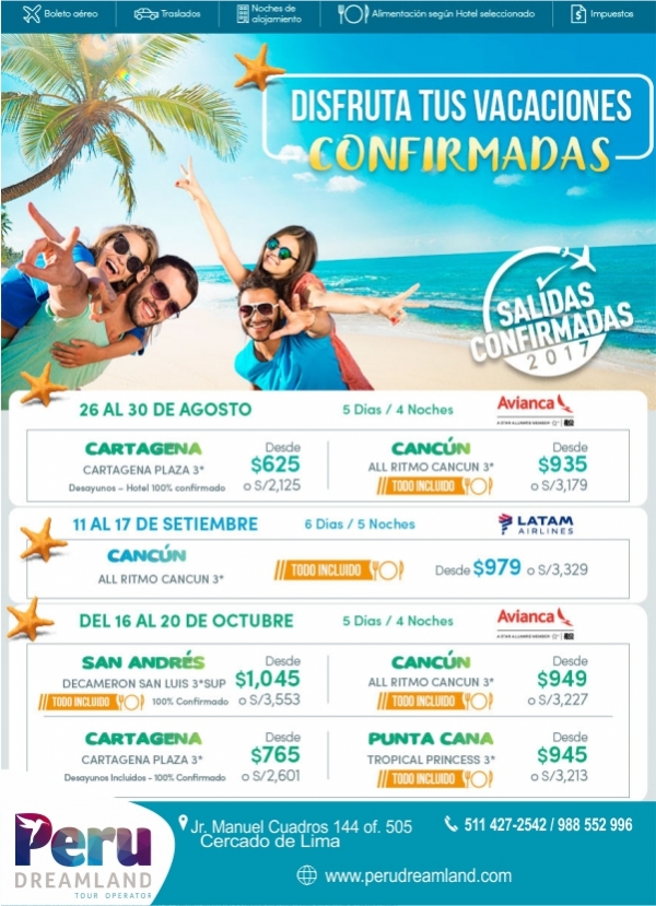 ¡Disfruta tus vacaciones Confirmadas!